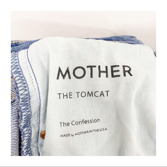 MOTHER Superior The Tomcat Distressed Straight High Rise Denim Jeans Confession - Picture 11 of 14